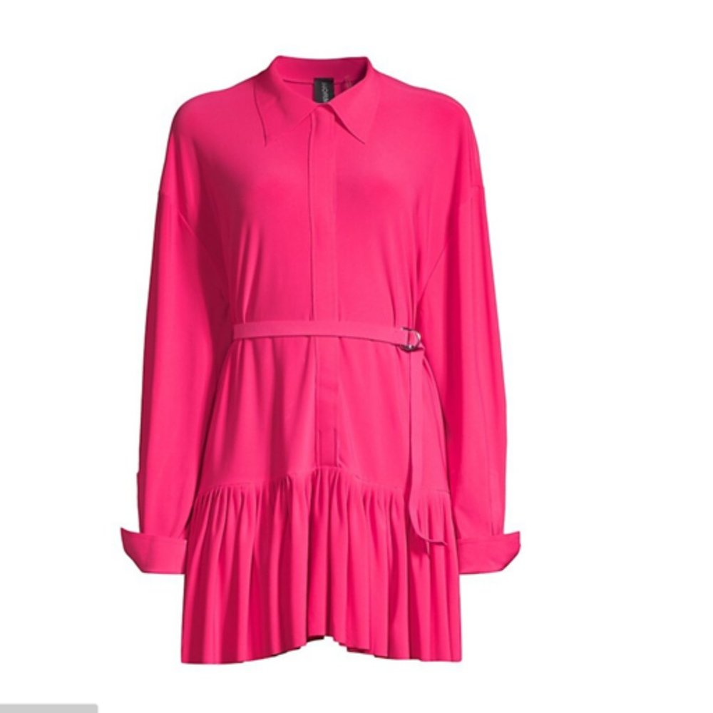Norma Kamali Oversized Boyfriend Shirt Dress in Rose Large